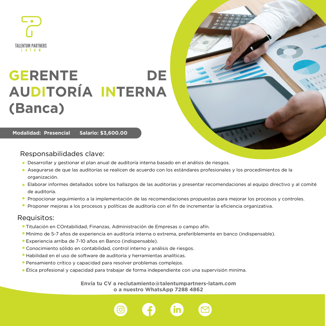 Gerente de Auditoría Interna (Banca)