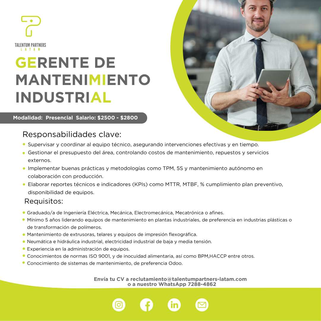Gerente de Mantenimiento Industrial