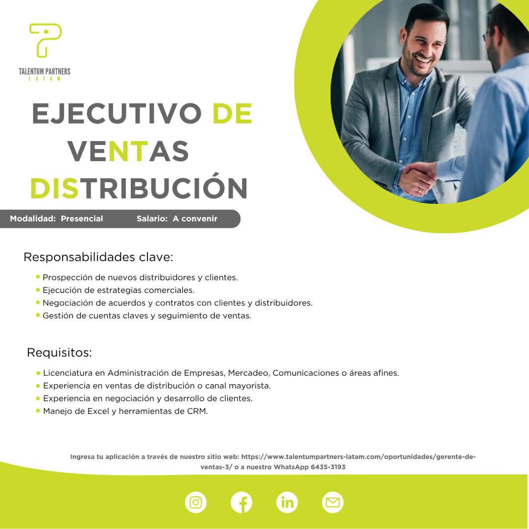 Ejecutivo de Ventas de Distribución
