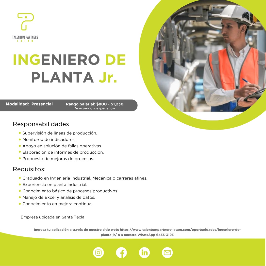 Ingeniero de Planta Jr.